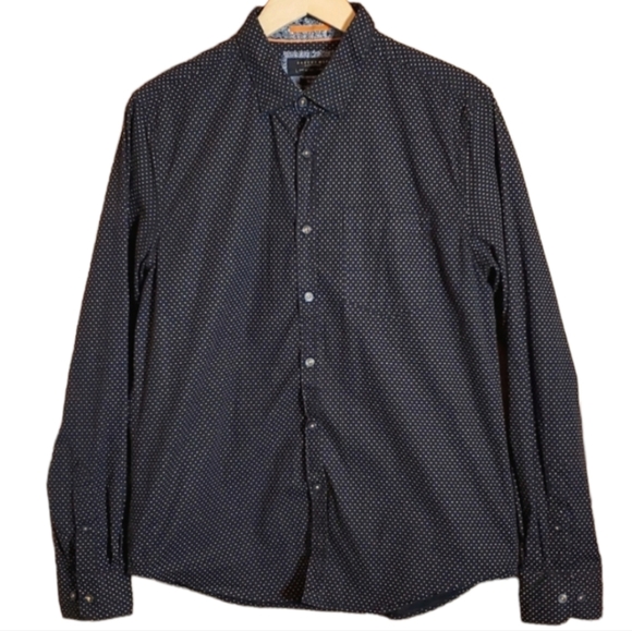 CACTUS MAN L SLIM FIT BLACK & WHITE POKADOT LONGSLEVE BUTTON UP SHIRT - Picture 1 of 3